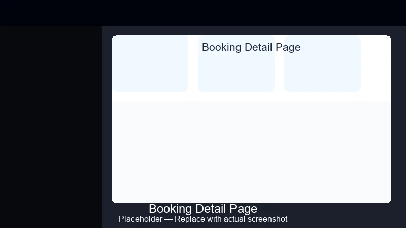 Booking list table with columns