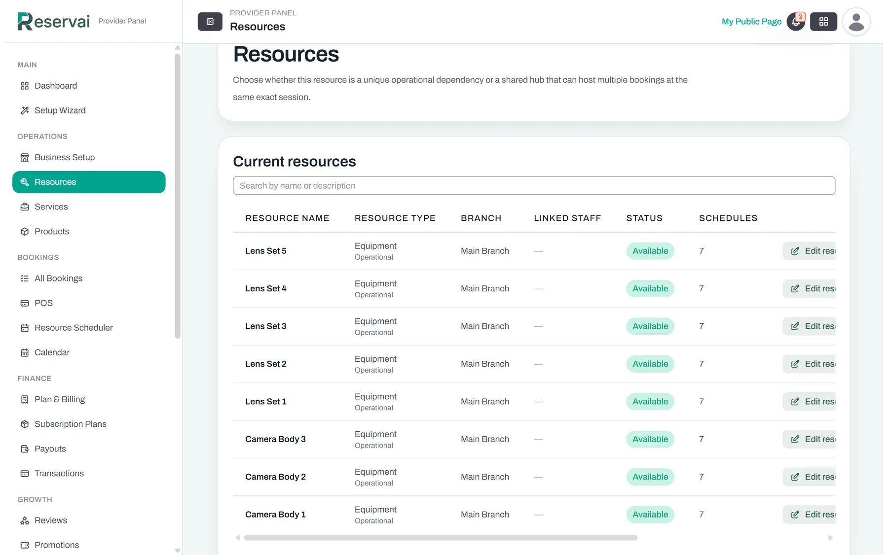Every unit is tracked separately — Reservai Equipment Rental